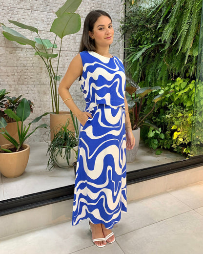 Conjunto Cropped e Saia Estampado 90370