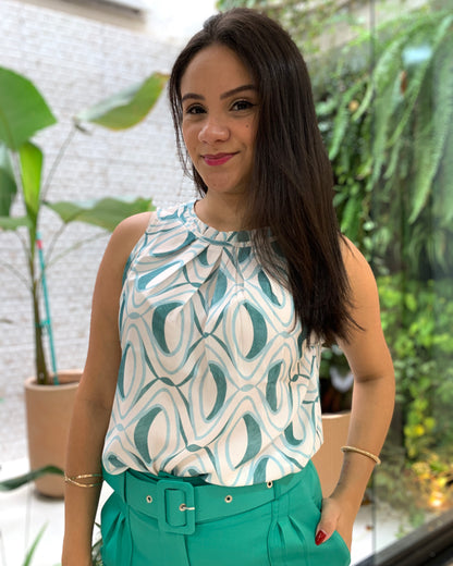 Regata Gola Drapeada Estampada 70520