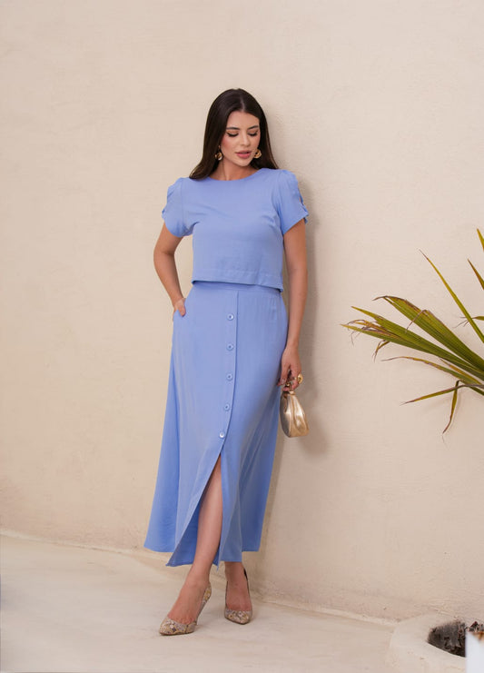 Conjunto cropped e saia 91560