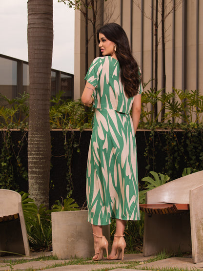 Conjunto Cropped e Saia Estampado 90565