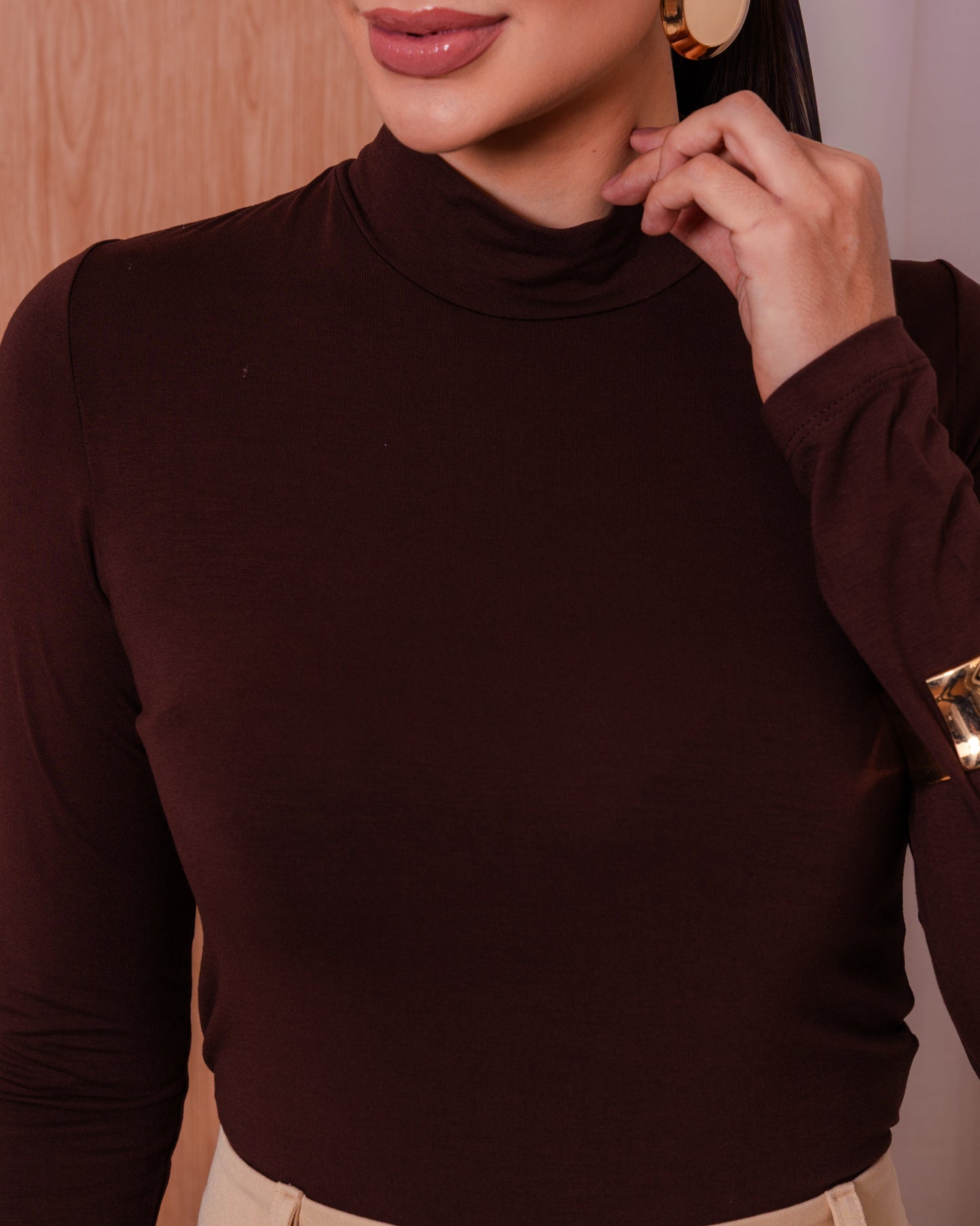Blusa De Malha Manga Longa Gola Alta 92420