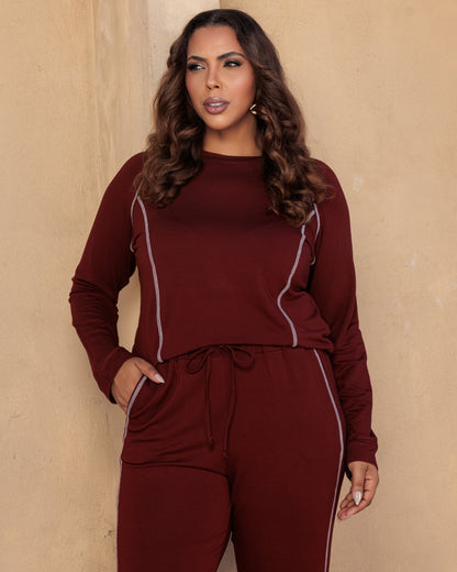 Conjunto Plus de Malha Blusa e Calça 60151