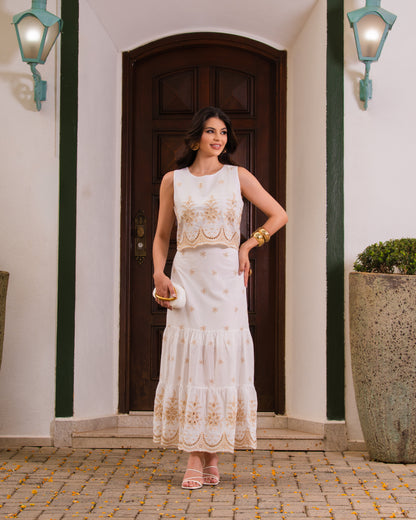 Conjunto Cropped e Saia Longa 91910