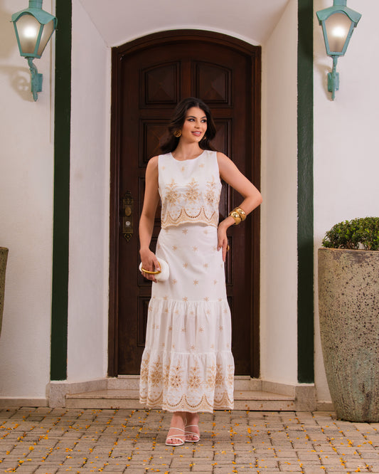 Conjunto Cropped e Saia Longa 91910