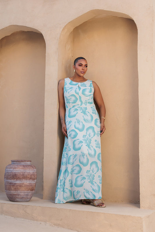 Vestido Plus Longo Estampado 50640