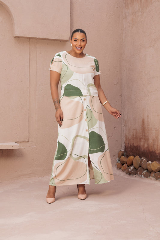 Conjunto plus de saia cropped 91602