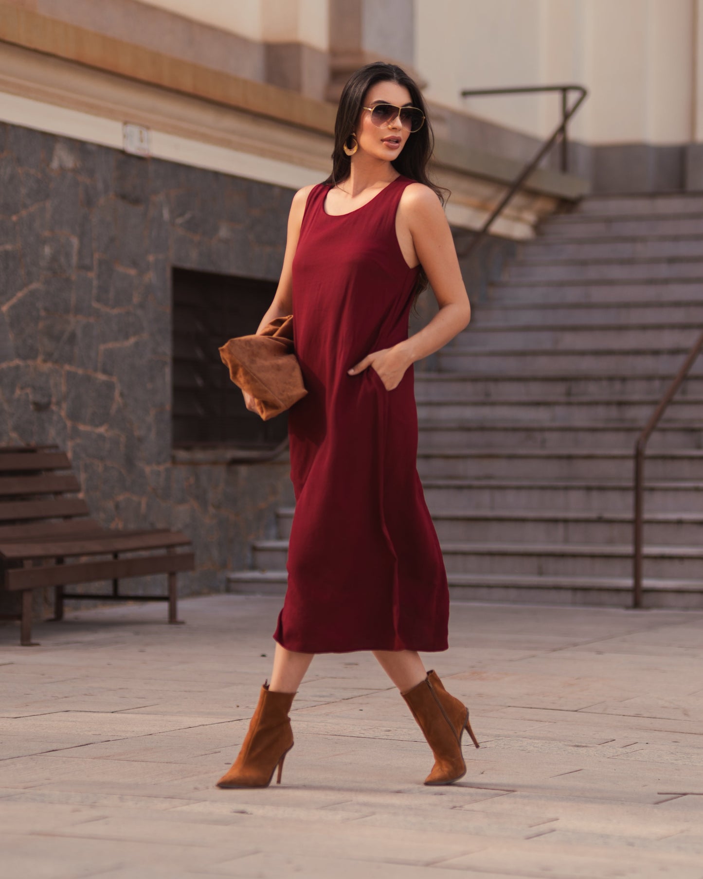 Vestido Midi De Viscose 90507