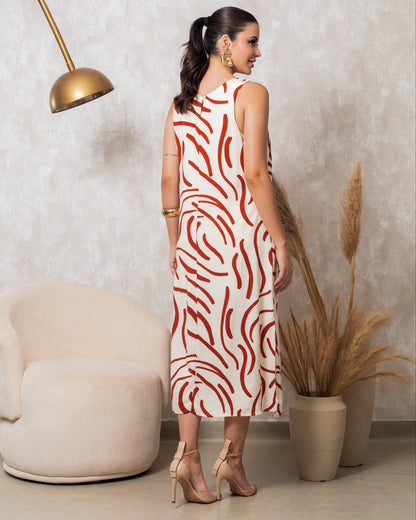Vestido Midi Regatão Estampado 90500
