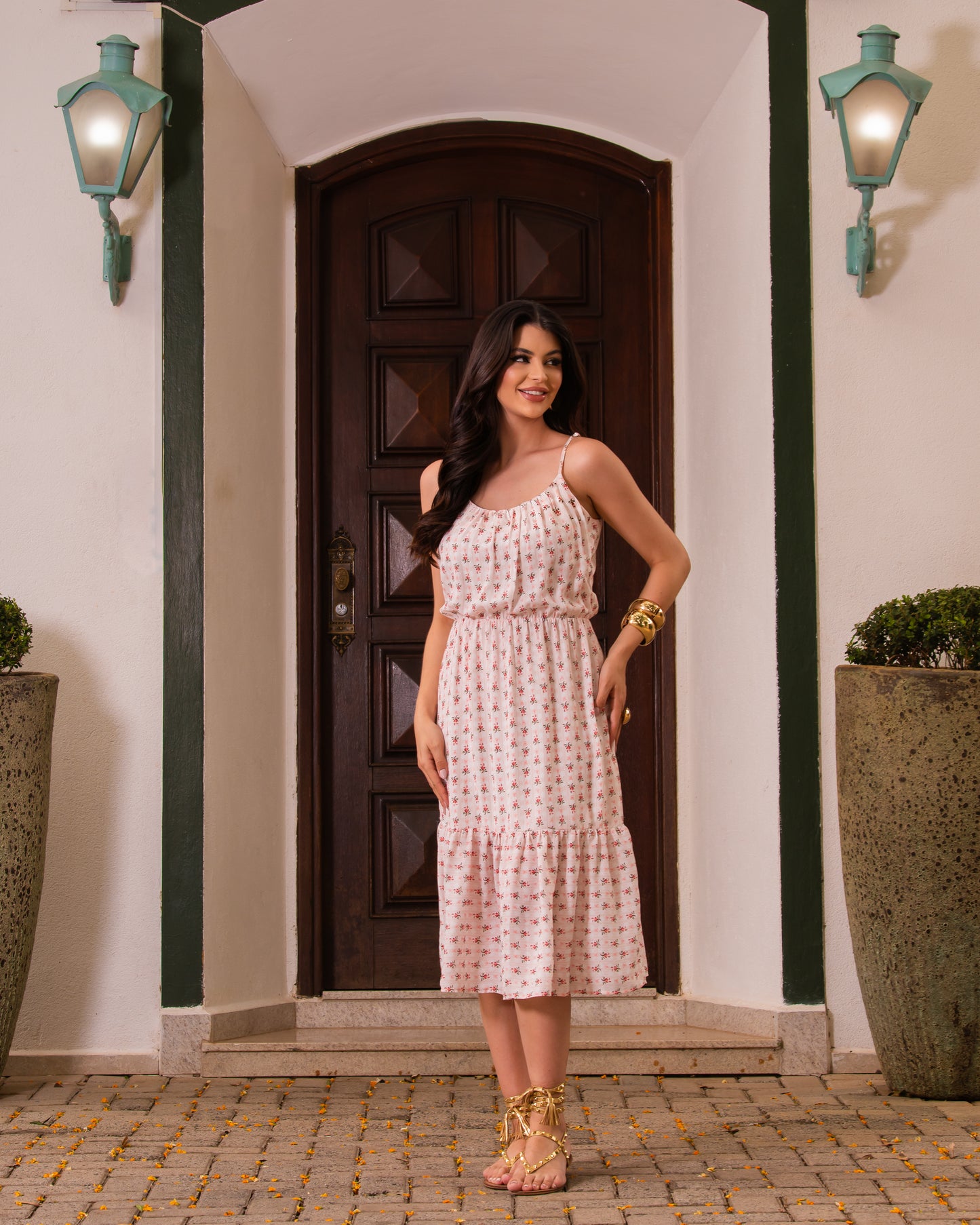 Vestido Midi Gola Franzida 60641
