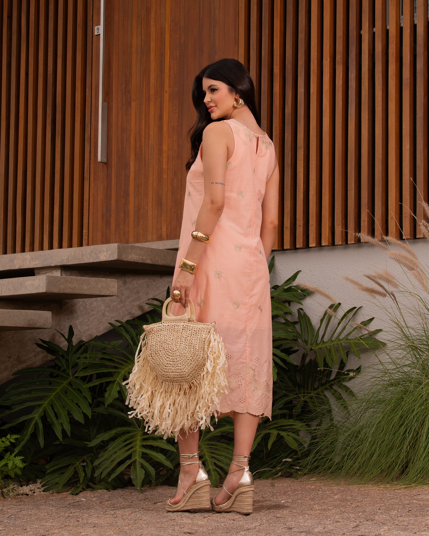 Vestido Midi De Algodão Bordado 91452