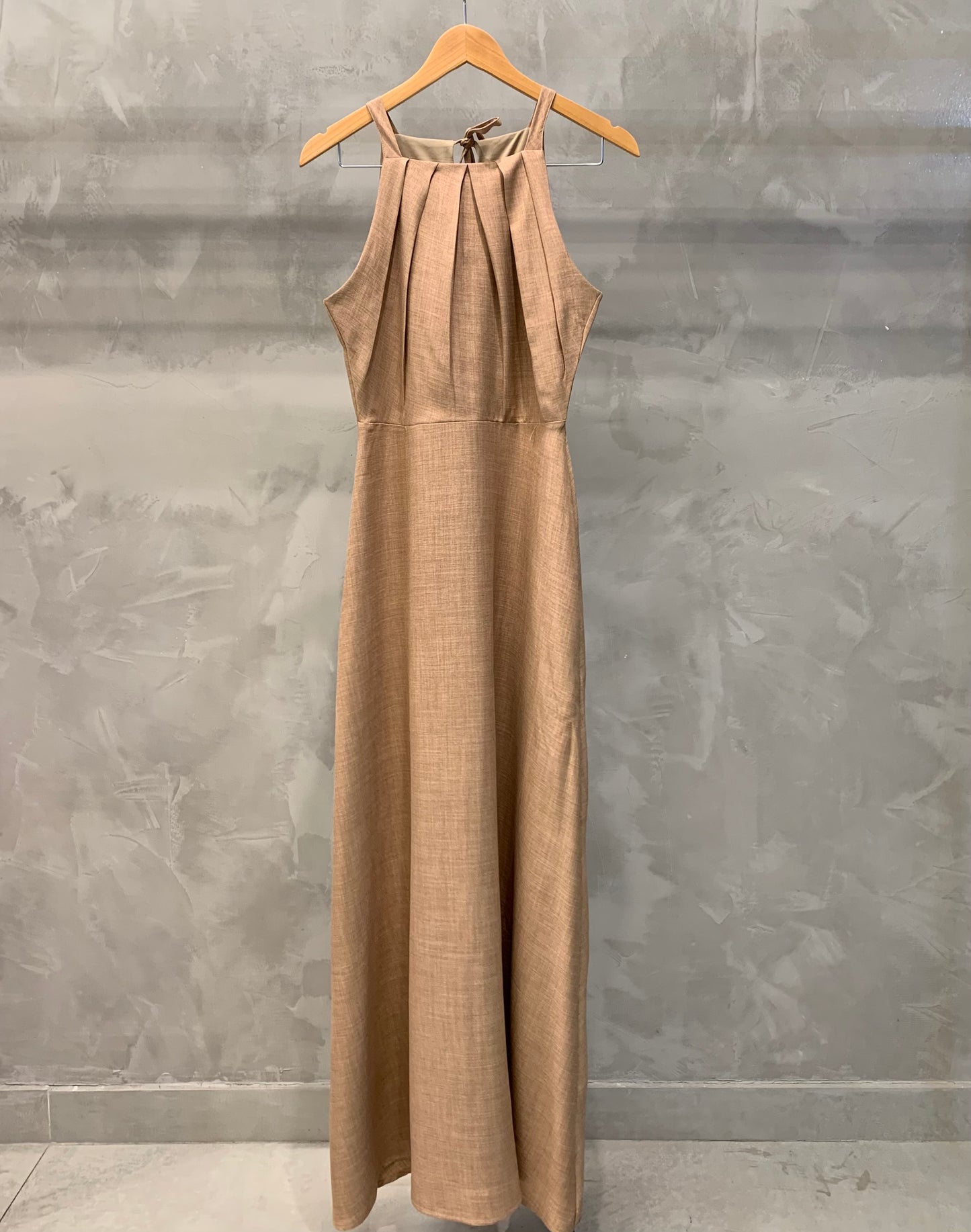 Vestido Longo Alça Larga Liso Caqui 80254