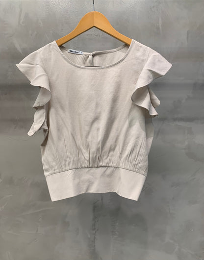 Cropped com Manga de Babado Viscose 70492