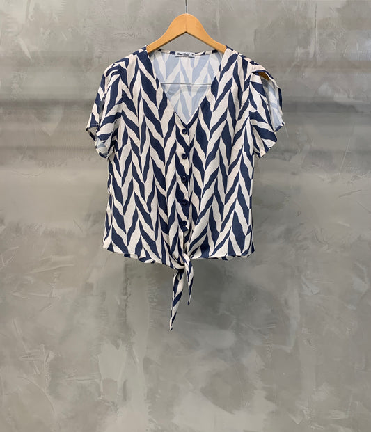 Blusa de Amarrar Azul Marinho 07087