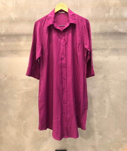 Vestido Chemise Liso De Viscose 09051