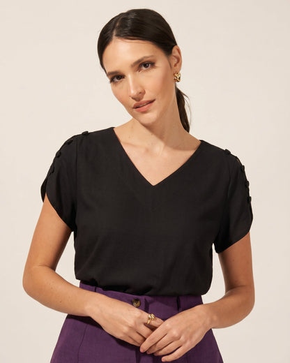 Blusa Botões Decote V 60720