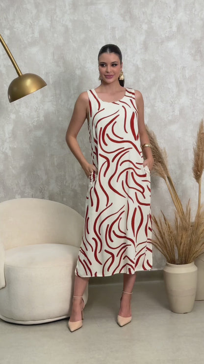 Vestido Midi Regatão Estampado 90500