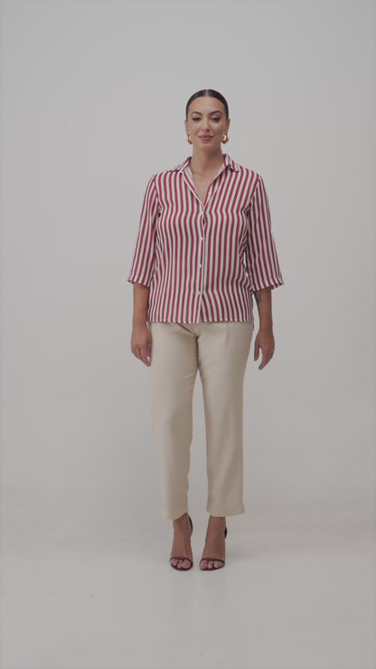Camisa Listrada Manga Média 04976