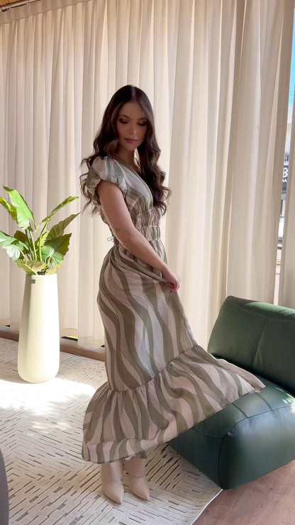 Vestido Longo Acinturado 90981