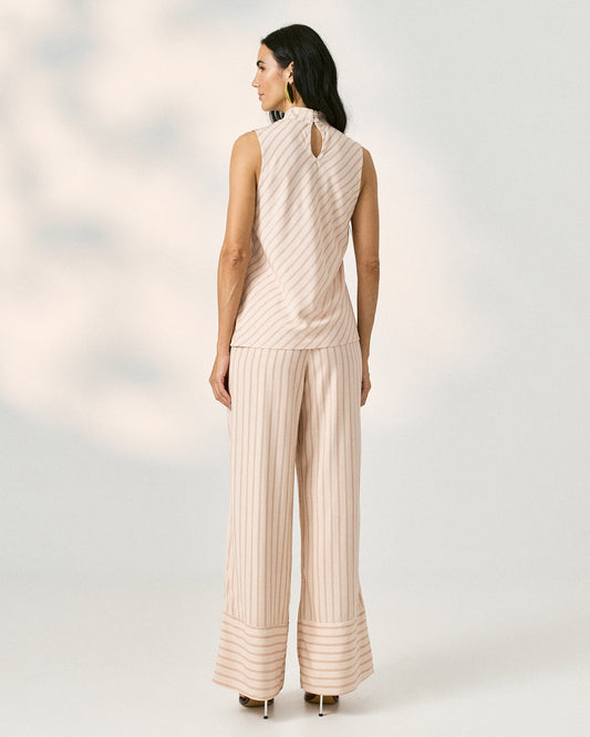 Calça De Viscose Listrada Com Elastico Nas Costas 30080