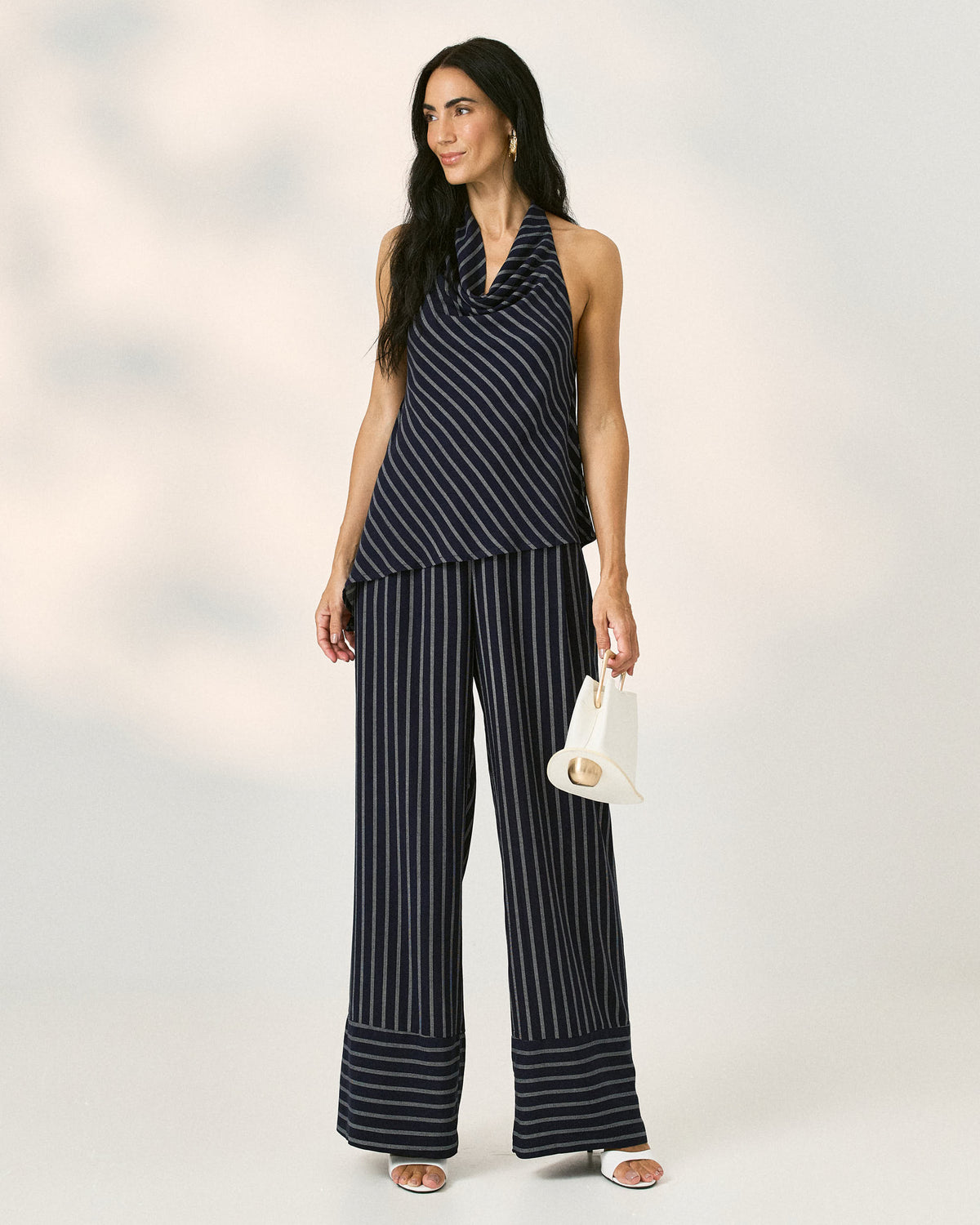 Calça De Viscose Listrada Com Elastico Nas Costas 30080