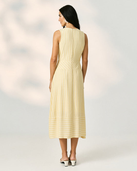 Vestido Midi Listrado Gola V 92750