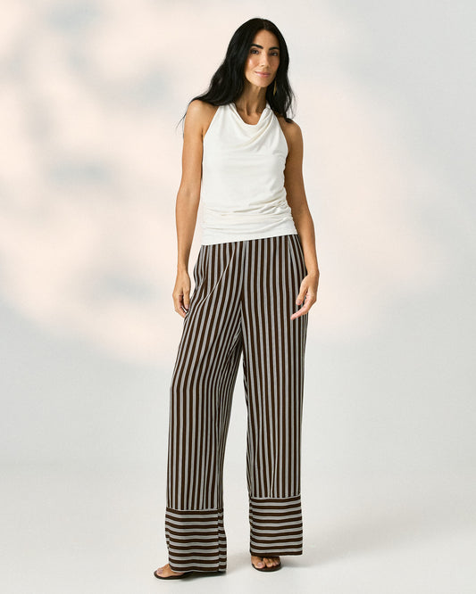 Calça De Viscose Listrada Com Eslastico Nas Costas 30081