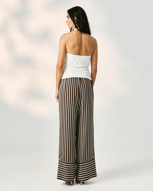 Calça De Viscose Listrada Com Eslastico Nas Costas 30081