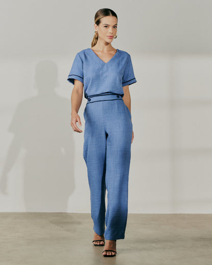 Conjunto Calça e Blusa Decote V 09081