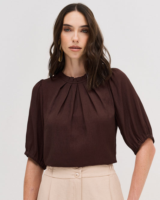 Blusa Lisa Manga Bufante 91491